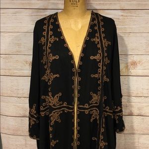 Catherine’s Black Brown Embroidered Cardigan 3X